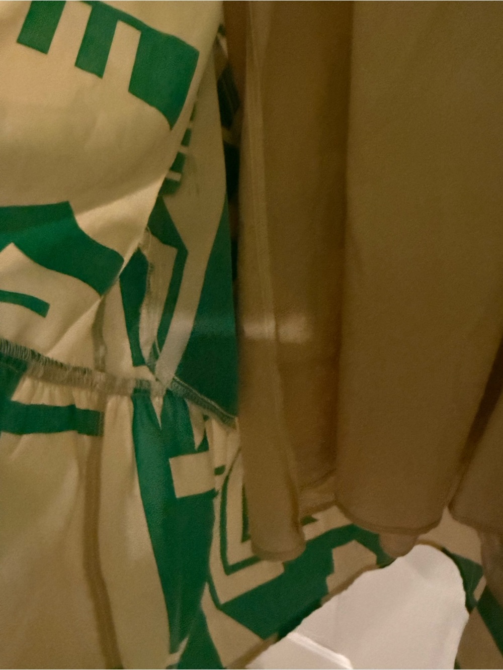 Green and Cream Geometric Short Dress - Picture 3 of 5